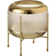 J-Line - Vaas Rond Motief Op Voet Glas Transparant/goud - 20x20x20.5cm