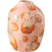 J-Line - Vaas Bloem Keramiek Zalm/oranje - 16x16x21cm