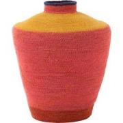 J-Line - Vaas Large Strepen/curves Zeegras Roze/geel - 32x32x38cm