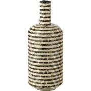 J-Line - Vaas Fles Strepen Zeeschelpen/bamboo Zwart/wit - 20x20x52cm