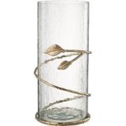 J-Line - Vaas Blad Wijd Glas/ijzer Transparant/goud - 15x15x40cm