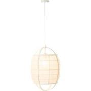 J-Line - Hanglamp Ion Linnen/bamboe Wit Small - 37x37x56cm