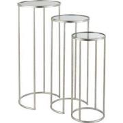 J-Line - Set Van 3 Bijzettafels Leo Spiegel Ijzer Zilver - 35.5x35.5x8...