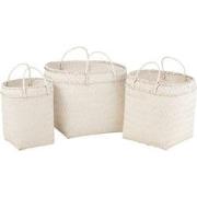 J-Line - Set Van 3 Manden Vierkant Rotan Wit - 48x48x54cm