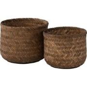 J-Line - Set Van Twee Mand Bamboo Donkerbruin - 39.5x39.5x30cm