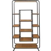 Clayre & Eef Wandrek  80x32x169 cm Bruin Zwart Hout Ijzer Wandplank