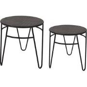 Clayre & Eef Bijzettafel Set van 2  Ø 51 / Ø 41 cm Bruin Ijzer