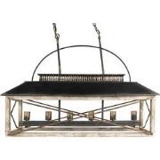Clayre & Eef Hanglamp  99x30x70 cm Zwart Bruin IJzer Hout Hanglamp Eet...