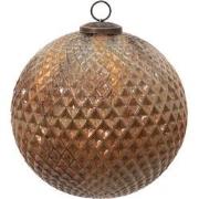 Clayre & Eef Kerstbal XL  Ø 20 cm Bruin Glas Kerstdecoratie