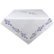 Clayre & Eef Tafelkleed  150x150 cm Wit Blauw Katoen Vierkant Vissen T...