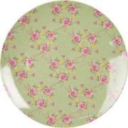 Clayre & Eef Dinerbord  Ø 26 cm Groen Beige Porselein Rond Bloemen Eet...