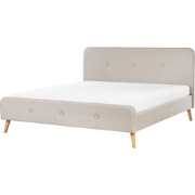 Beliani RENNES - Tweepersoonsbed-Beige-Kunstlinnen