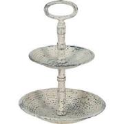 Clayre & Eef Etagère 2 laags  Ø 19x27 cm Beige Ijzer Fruitschaal etagè...