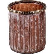 Clayre & Eef Theelichthouder  Ø 10x12 cm Bruin Glas Metaal Rond Waxine...