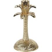 Metalen Kandelaar Palm Goudkleurig maat L 29.5 cm hoog