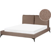 Beliani MELLE - Tweepersoonsbed-Bruin-Bouclé