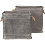 Clayre & Eef Decoratie Zinken Teil Set van 2  Grijs Metaal Vierkant De...