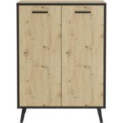 Kleine buffetkast met 2 deuren, eiken en donkergrijs decor, Plau - L68...