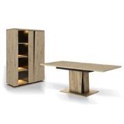 Samengestelde dressoir met 2 deuren, verlichting en uitschuifbare eett...