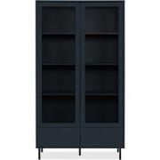 Vitrine 2 Glazen Deuren en 2 Laden Marineblauw H183 cm - BOGOTA
