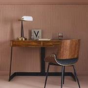 Bureau van metaal en massief eikenhout