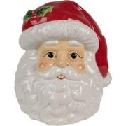 Clayre & Eef Voorraadpot Deksel Kerstman 19x18x22 cm Wit Rood Keramiek
