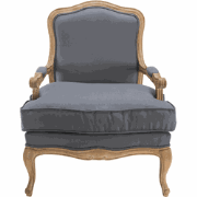 Fauteuil van massief eikenhout en stof L74 cm - LOUIS XV