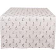 Clayre & Eef Tafelloper 50x140 cm Beige Grijs Katoen Konijn