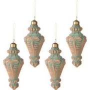 Clayre & Eef Kerstbal Set van 4  Ø 6 cm Koperkleurig Glas Kerstboomver...