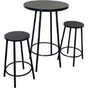 Bartafel rond met 2 barkrukken -  Zwart