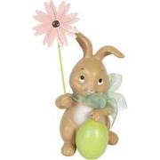 Clayre & Eef Beeld Konijn 9x9x17 cm Bruin Groen Polyresin Woonaccessoi...