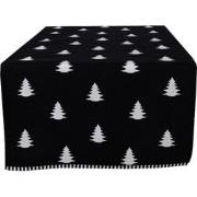 Clayre & Eef Tafelloper Kerst  50x140 cm Zwart Wit Katoen Rechthoek Ke...