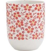 Clayre & Eef Mok  100 ml Rood Porselein Rond Bloemen Theemok