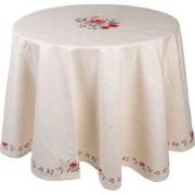Clayre & Eef Tafelkleed  Ø 170 cm Beige Katoen Rond Rozen Tafellaken
