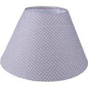 Clayre & Eef Lampenkap  Ø 26x15 cm Grijs Wit Katoen Synthetisch Stippe...