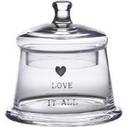 Clayre & Eef Voorraadpot Deksel  Ø 12x13 cm Glas Rond Hart Love it all...
