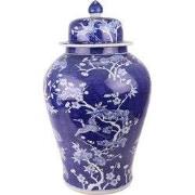 Fine Asianliving Chinese Gemberpot Blauw Bloesems Handgeschilderd