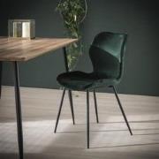 Set van 4 Eetkamerstoelen Velvet Groen Shawn - Stof - Zonder Armleunin...
