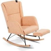 Aemely® Schommelstoel 'Relax' - Beige Apricot Teddy, Blank Hout