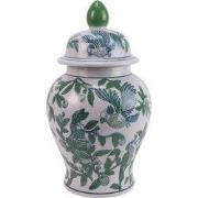 Fine Asianliving Chinese Gemberpot Porselein Blauw Groen Papegaaien