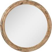 Clayre & Eef Spiegel  Ø 60x6 cm Bruin Groen Hout Glas Rond Wandspiegel