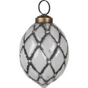 Clayre & Eef Kerstbal Ø 6x8 cm Grijs Kerstboomversiering