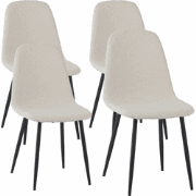Set van 4 Scandinavische Eetkamerstoelen Crème Bouclé Stof Swift - Zon...