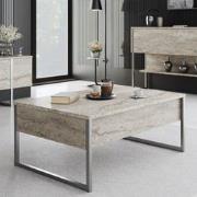 Rechthoekige Salontafel Travertijn Luxe 90x60 - Zilver Frame