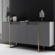 Modern Dressoir Antraciet Luxe 120x80x30 - Gouden Frame