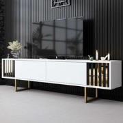TV Meubel Wit Gold Line 180x48x30 - Gouden Frame