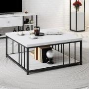 Vierkante Salontafel Wit Zenn 90x90 - Zwart Frame