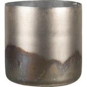 Clayre & Eef Theelichthouder  Ø 10x11 cm Goudkleurig Grijs Glas Rond W...