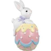 Clayre & Eef Decoratie Beeld Konijn 32x28x55 cm Wit Roze Keramisch mat...