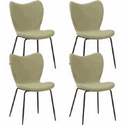 Set van 4 Eetkamerstoelen Sia Groen Bouclé Stof - Zonder Armleuningen